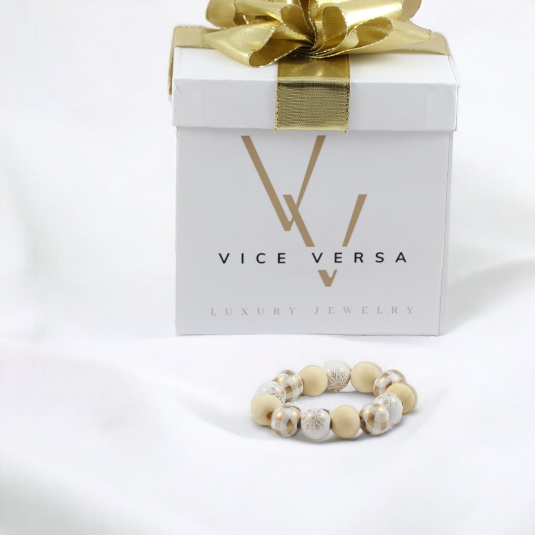 Pulsera de cuentas navideñas de 16 mm