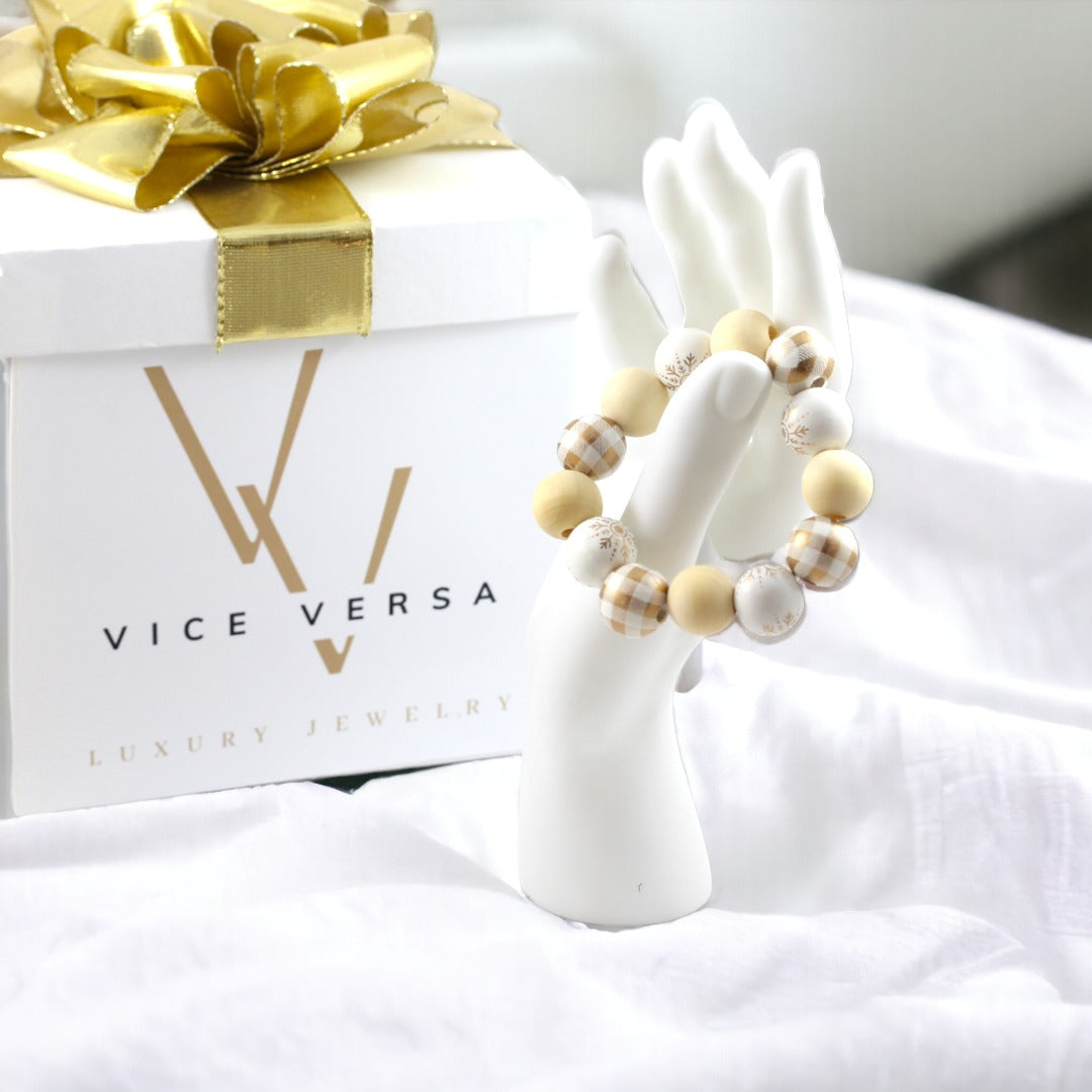 Pulsera de cuentas navideñas de 16 mm