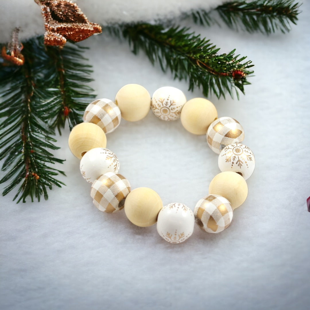 Pulsera de cuentas navideñas de 16 mm