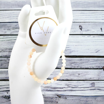 Peach Pearl Stretch Bracelet 4mm