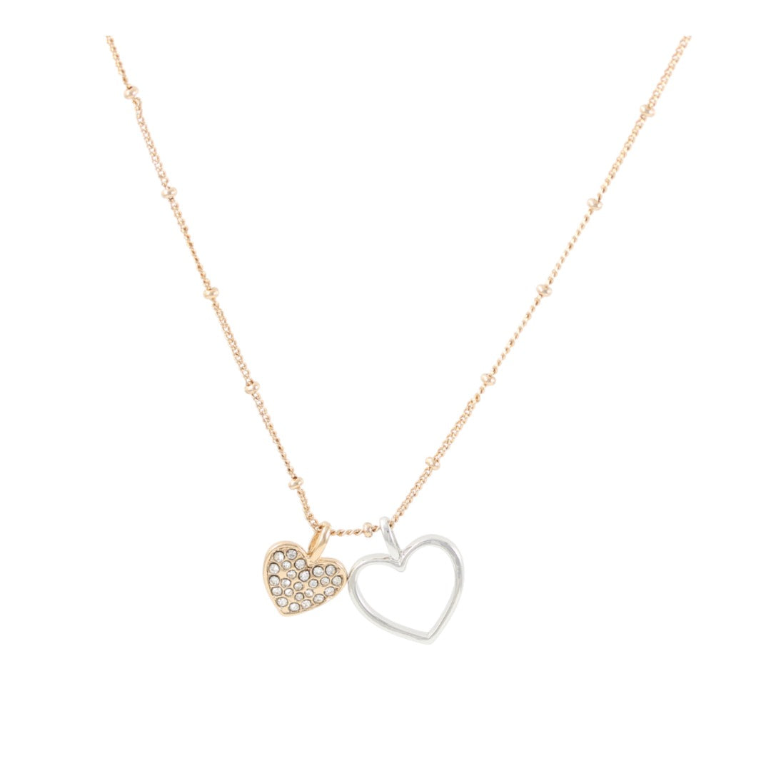 Hearts Necklace Rose Real Gold Plated