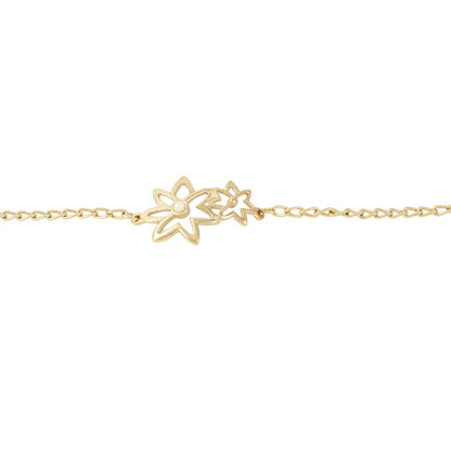 Pulsera de mujer con flores bañada en oro real de 24 quilates