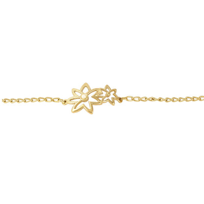 Pulsera de mujer con flores bañada en oro real de 24 quilates