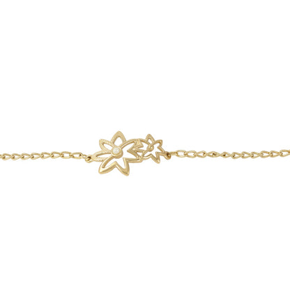 Pulsera de mujer con flores bañada en oro real de 24 quilates