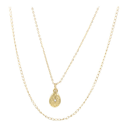 Double Chain Ovals with Zircons Necklace Gold Plated 24K