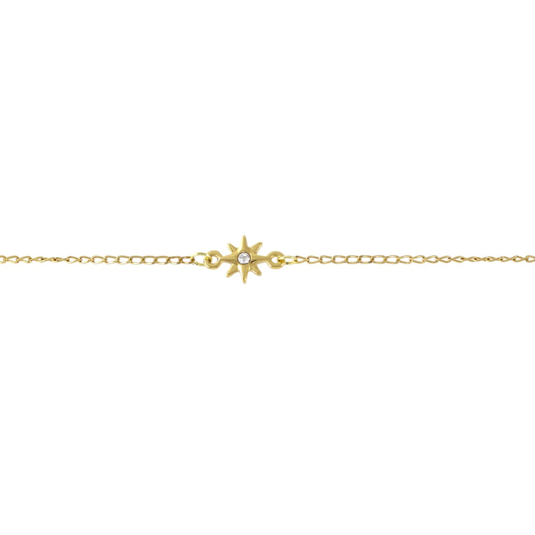 Pulsera Estrella con Circonitas Chapada en Oro Real 24K Hecha a Mano
