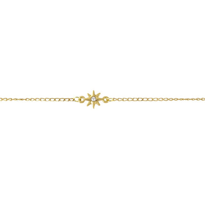 Pulsera Estrella con Circonitas Chapada en Oro Real 24K Hecha a Mano