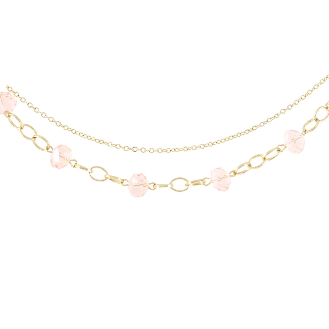 Elegante pulsera de mujer con dos piedras rosas bañada en oro auténtico de 24 quilates, hecha a mano