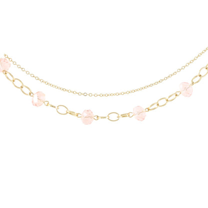 Elegante pulsera de mujer con dos piedras rosas bañada en oro auténtico de 24 quilates, hecha a mano