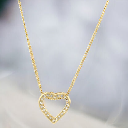 Heart Zircon Necklace Gold Plated 24K