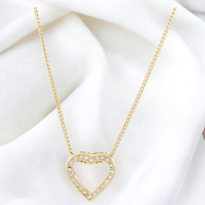 Heart Zircon Necklace Gold Plated 24K
