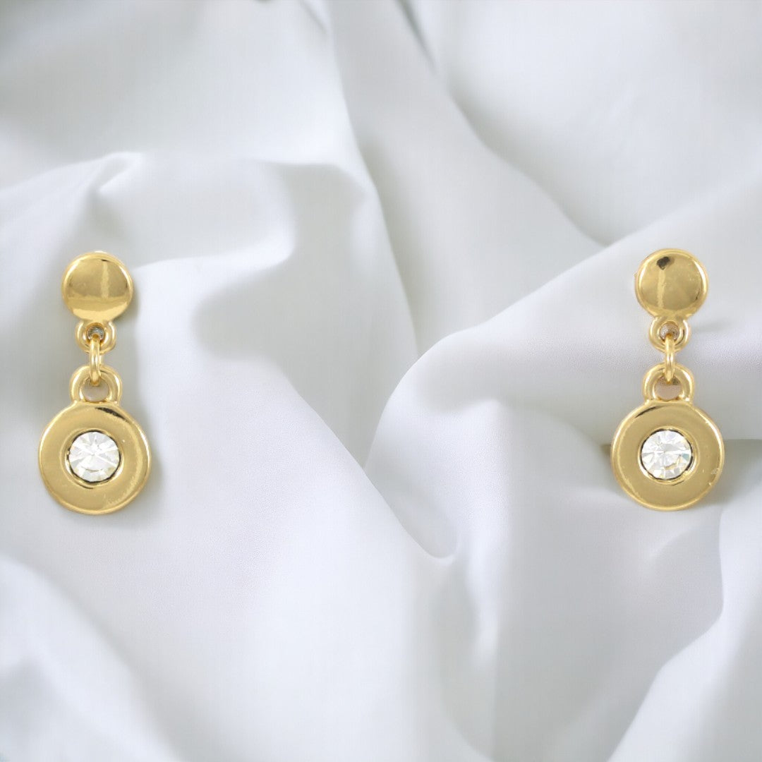 Drop Earrings Big Zircon Gold Plated 24K