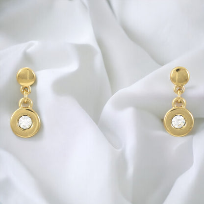 Drop Earrings Big Zircon Gold Plated 24K