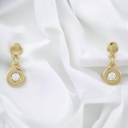 Drop Earrings Big Zircon Gold Plated 24K