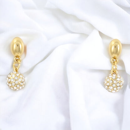 Fancy zircons Ball Drop Earrings Gold Plated 24K