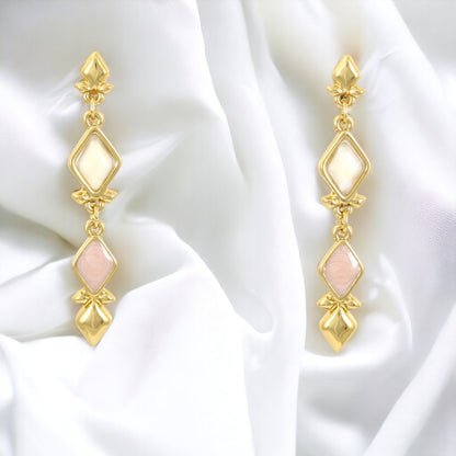 Drop Fancy Pink & White Diamond earring Gold Plated