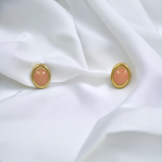 Pink Stud Gold Plated 24K Earrings