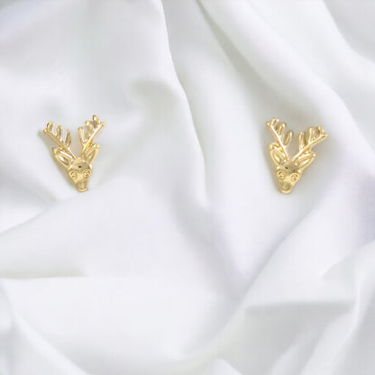 Deer stud earring Gold Plated