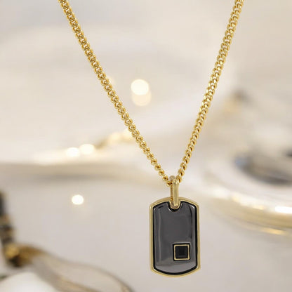 Men's Tag Chain Necklace Gold Plated 24K