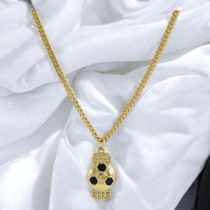 Soccer Ball Pendant Men's Necklace Gold Plated 24K