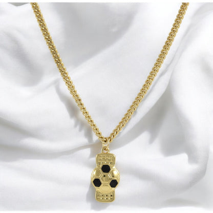 Soccer Ball Pendant Men's Necklace Gold Plated 24K