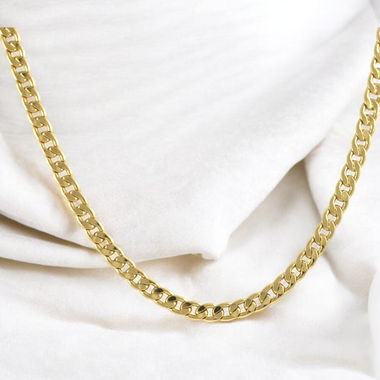 Men's Thick 22" Chain Necklace Gold Plated 24K