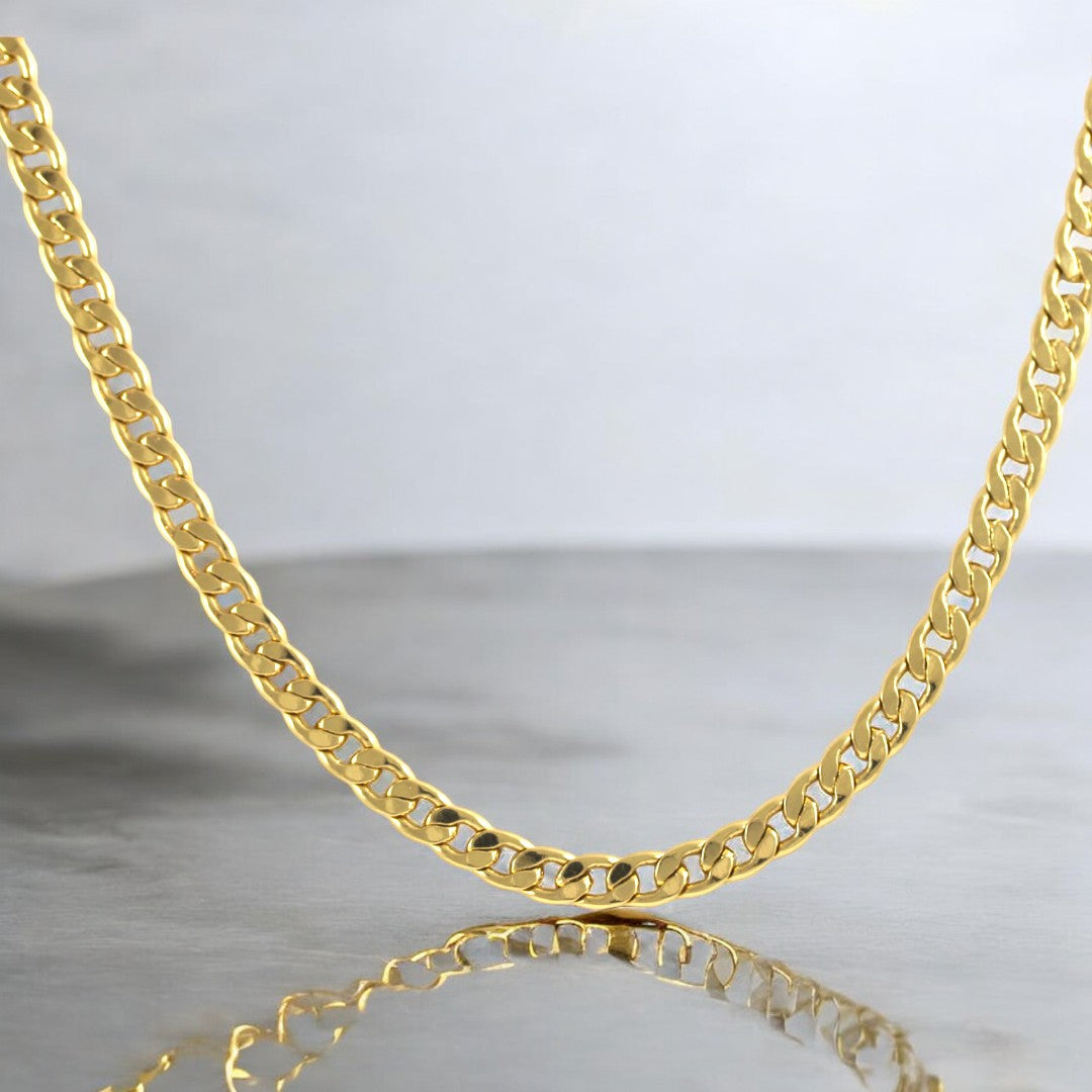 Men's Thick 22" Chain Necklace Gold Plated 24K