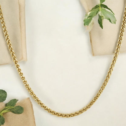 Men's Rope Chain Necklace Gold Plated 24K