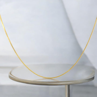 Box Link Necklace 18'' Real Gold Filled 18K