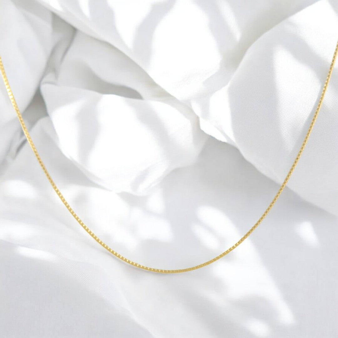 Box Link Necklace 18'' Real Gold Filled 18K