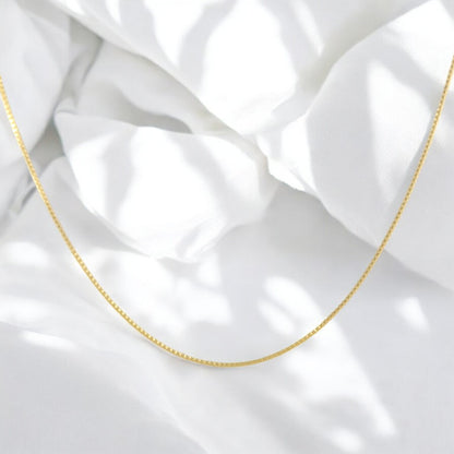 Box Link Necklace 18'' Real Gold Filled 18K