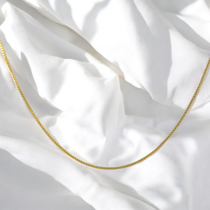Box Link Necklace 18'' Real Gold Filled 18K