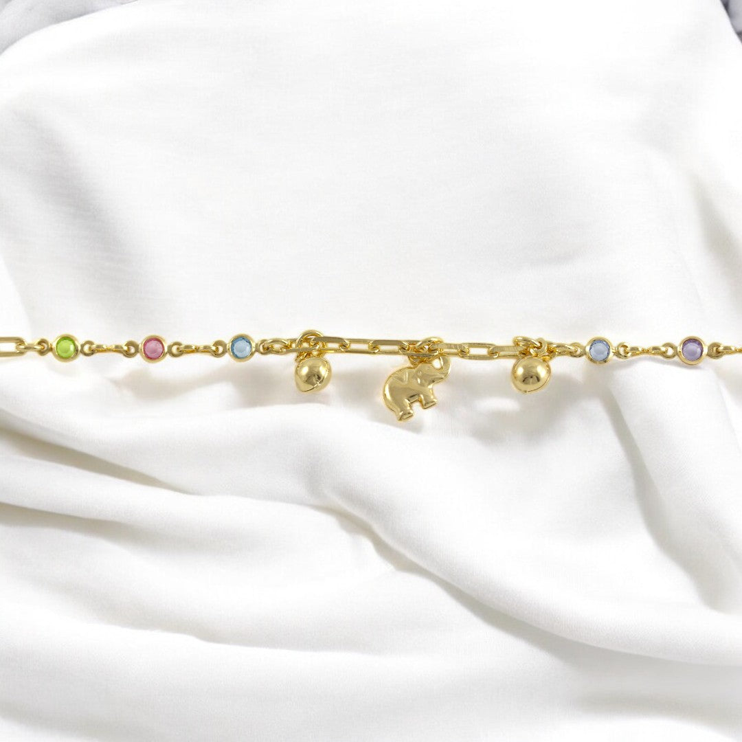Elephant Charm Anklet Gold Filled 18K