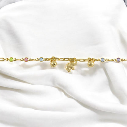 Elephant Charm Anklet Gold Filled 18K
