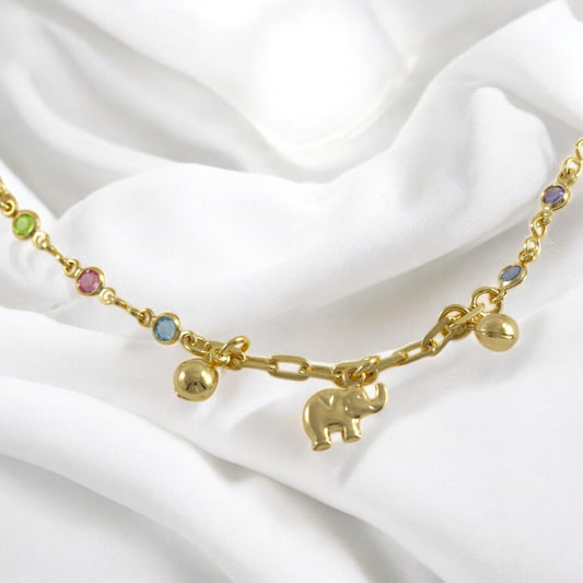 Elephant Charm Anklet Gold Filled 18K
