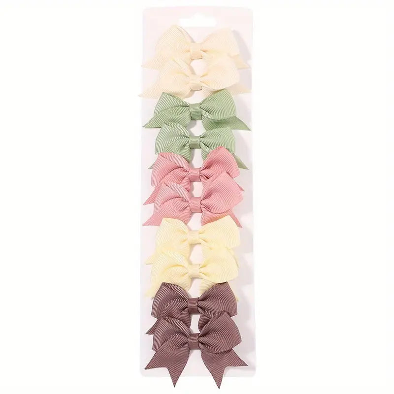 Pair Mini Cloth Ruffle Ribbon Bow Hair Clips