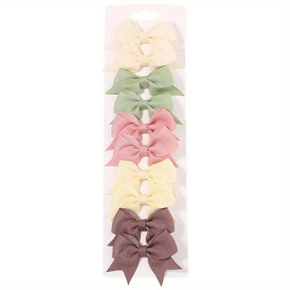 Pair Mini Cloth Ruffle Ribbon Bow Hair Clips