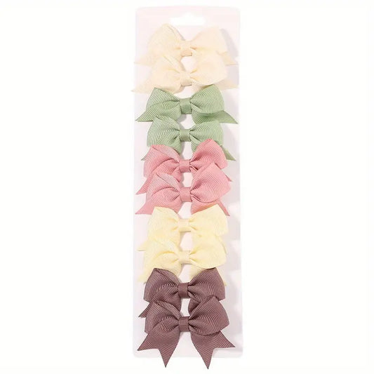 Pair Mini Cloth Ruffle Ribbon Bow Hair Clips