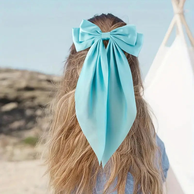 Pinza para el pelo con lazo grande y serpentina larga con forma de pico de pato, accesorio elegante y dulce para el pelo 