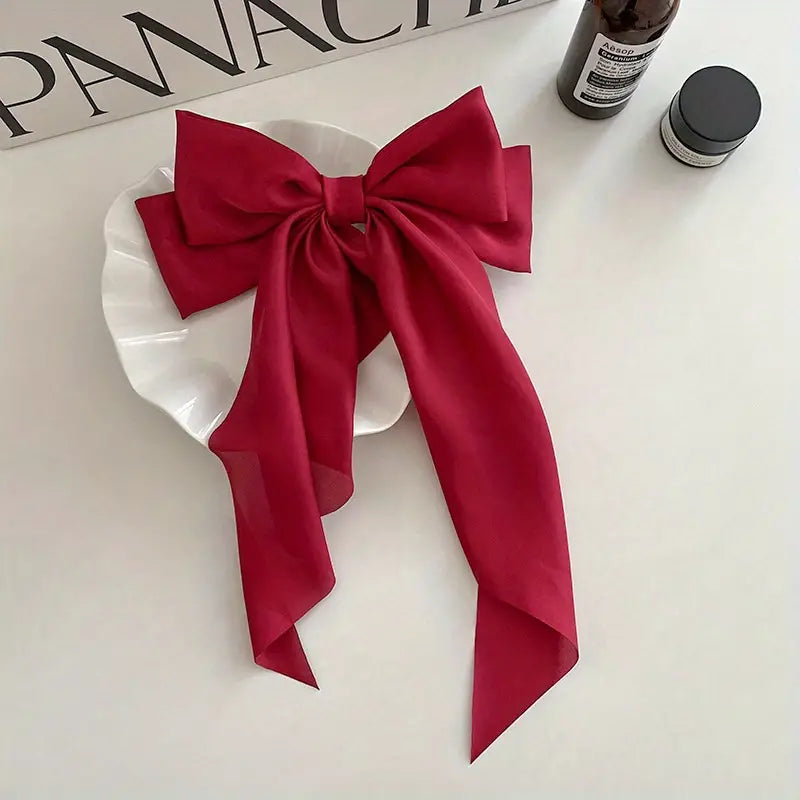 Pinza para el pelo con lazo grande y serpentina larga con forma de pico de pato, accesorio elegante y dulce para el pelo 