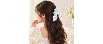 Checkered Bow Rabbit-Ear Scrunchie