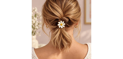 Daisy Metal Claw Clip - White