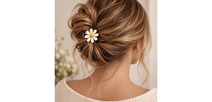 Daisy Metal Claw Clip - White