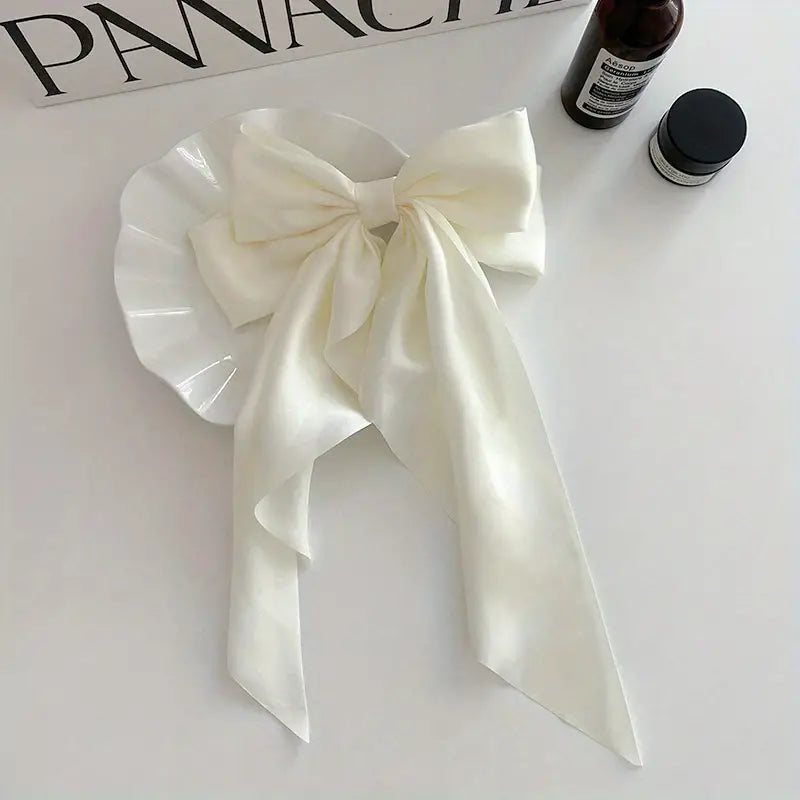 Pinza para el pelo con lazo grande y serpentina larga con forma de pico de pato, accesorio elegante y dulce para el pelo 