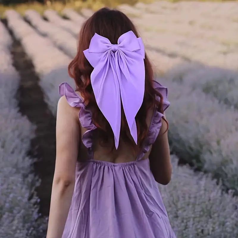 Pinza para el pelo con lazo grande y serpentina larga con forma de pico de pato, accesorio elegante y dulce para el pelo 