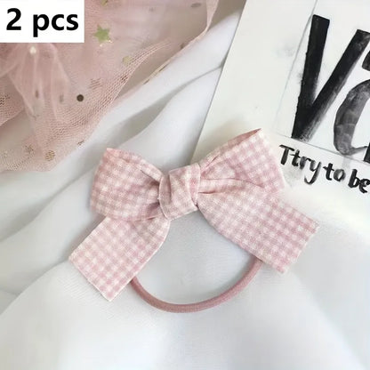 Plaid Bow Scrunchie - Pink