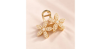 Pearl Flower Side Clip - Gold