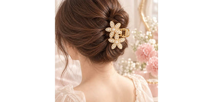 Pearl Flower Side Clip - Gold