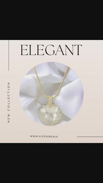 Long Necklace Big Stone Gold Plated 24K