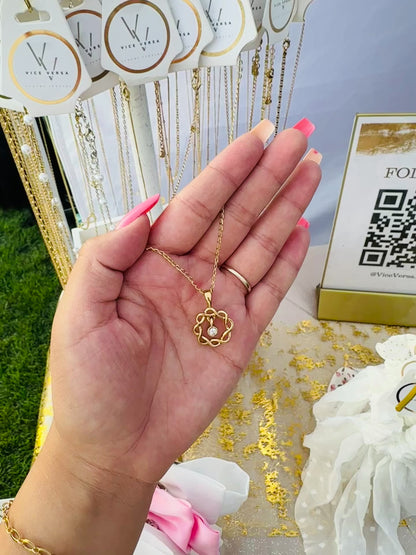 Flower Necklace Real Gold Plated
